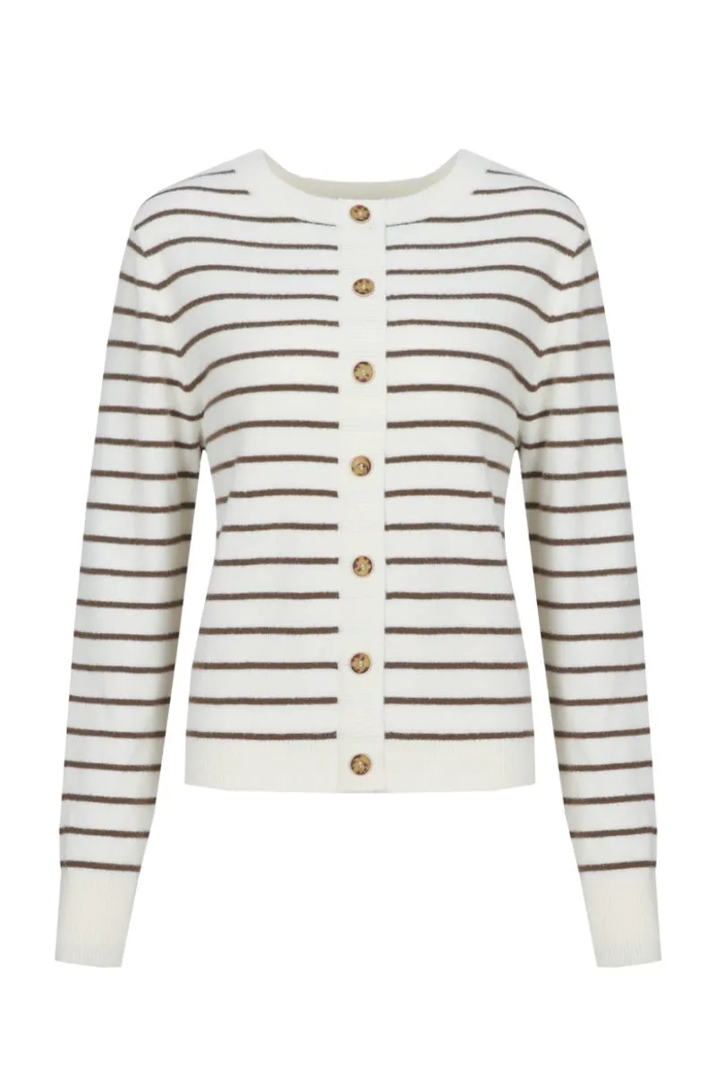 G-maxx Eibhlin Knitting Sweater Wool, gebreide trui in White/Dark Earth